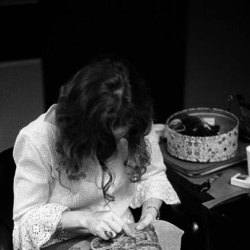 Carole working on THE Tapestry during the making of Tapestry. Photo by Jim McCrary from the collection of Lou Adler  